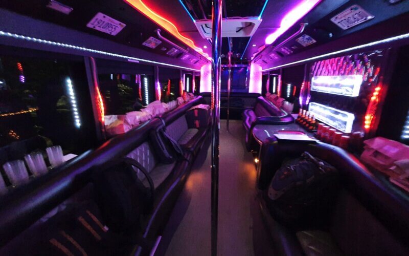 Experience luxury inside our Party Bus in Warsaw. Immerse yourself in a vibrant atmosphere with stylish interiors.